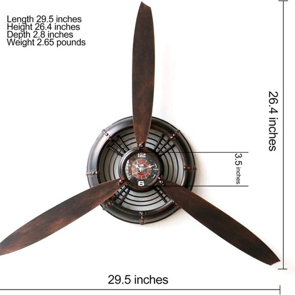 New Wall Decor Art Antique Airplane Propeller Aviation Wall Clock 29.5"×26.4" - Picture 3 of 8